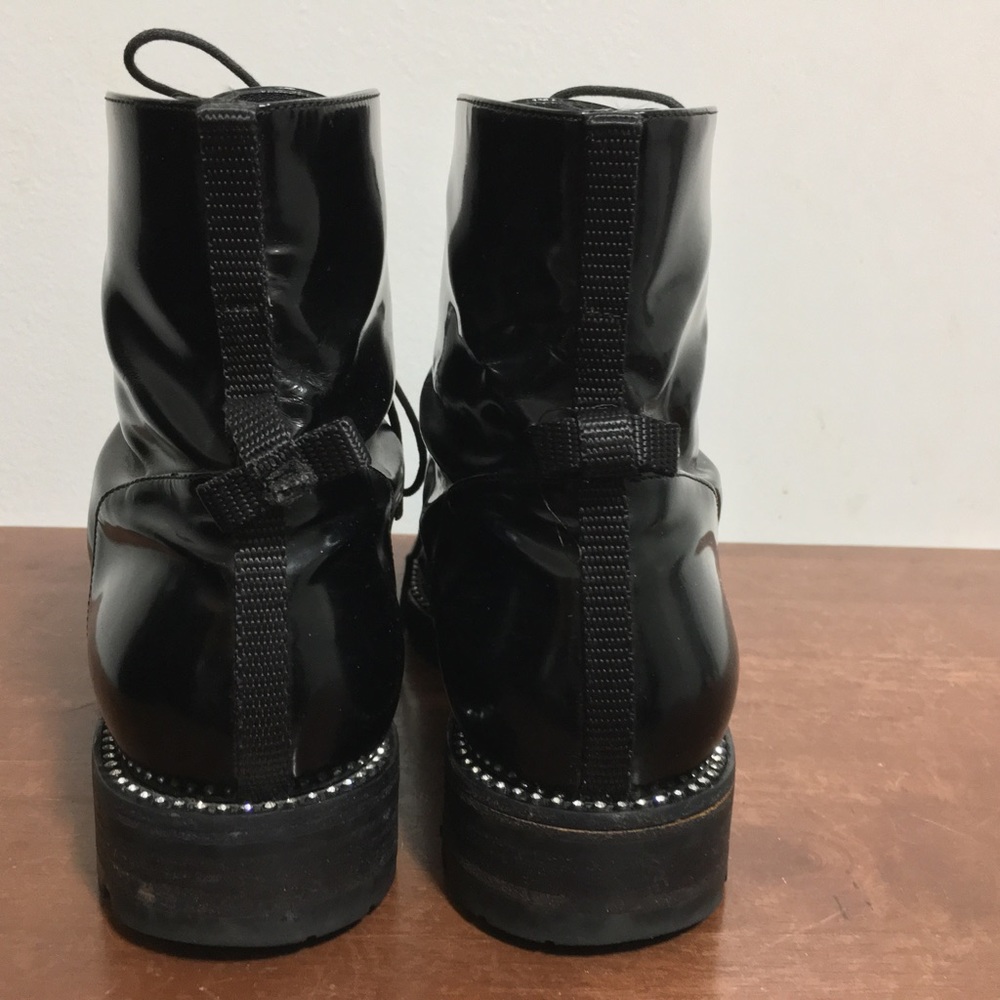 Christian Dior Leather Boots. With Rhinestones And Leather Laces And Lug Soles - Picture 7 of 13